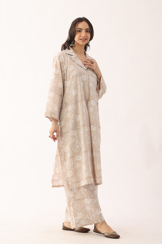 Chandan Brown Sanganeri Organic Cotton Suit set