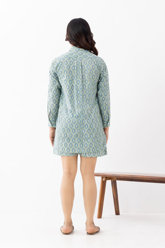 Tulsi Green Sanganeri Organic cotton Coordset