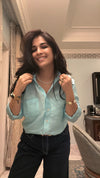 Aqua Blue silk shirt
