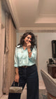 Aqua Blue silk shirt