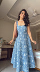 Blue Block Print Sanganeri Dress