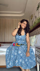 Blue Block Print Sanganeri Dress