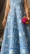 Blue Block Print Sanganeri Dress