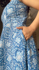 Blue Block Print Sanganeri Dress