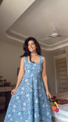 Blue Block Print Sanganeri Dress