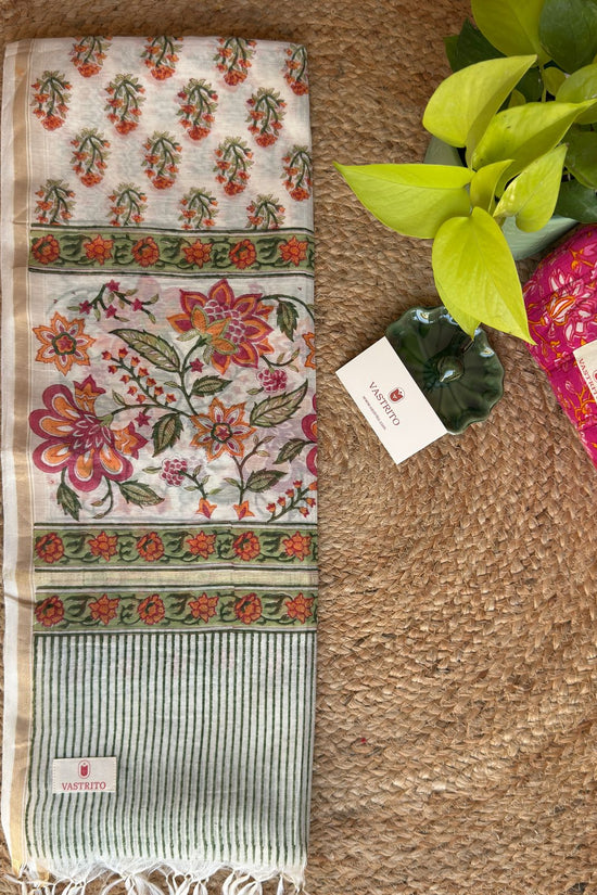 Chanderi Silk Handblock Dupatta