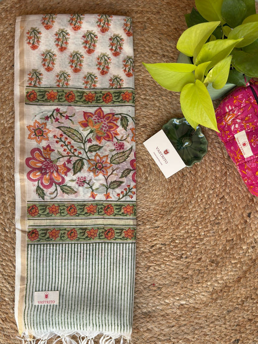 Chanderi Silk Handblock Dupatta
