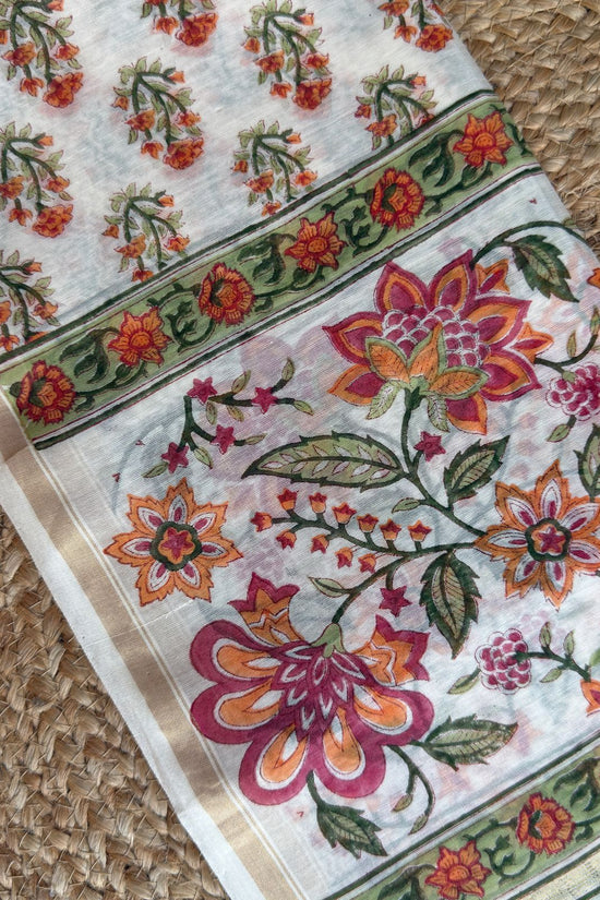 Chanderi Silk Handblock Dupatta