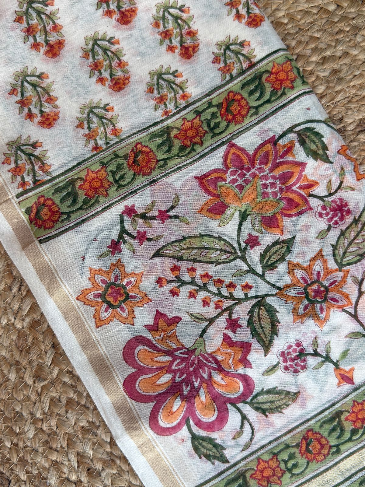 Chanderi Silk Handblock Dupatta