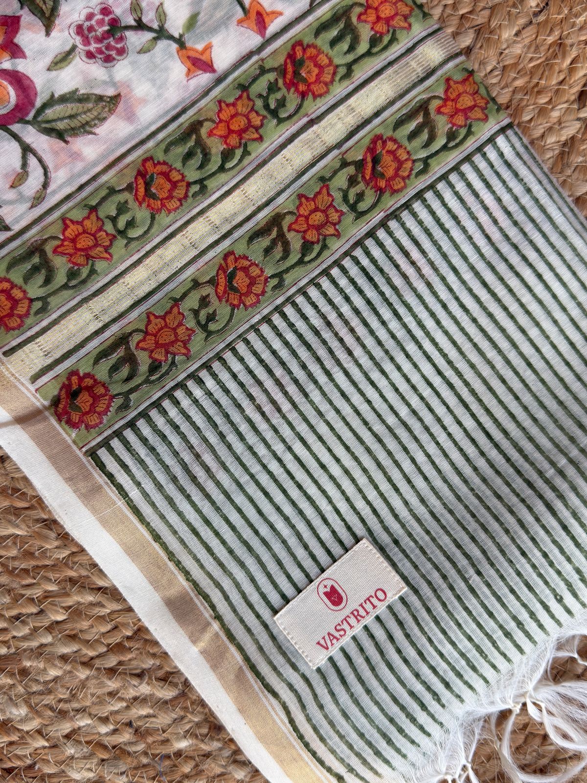 Chanderi Silk Handblock Dupatta