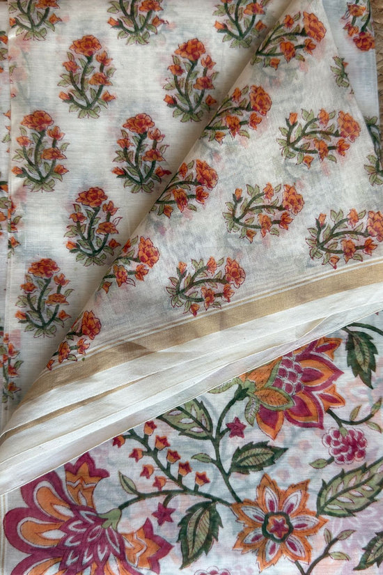 Chanderi Silk Handblock Dupatta