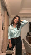 Aqua Blue silk shirt
