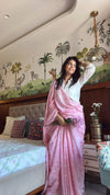 Blush Pink Bandhani Saree for Women