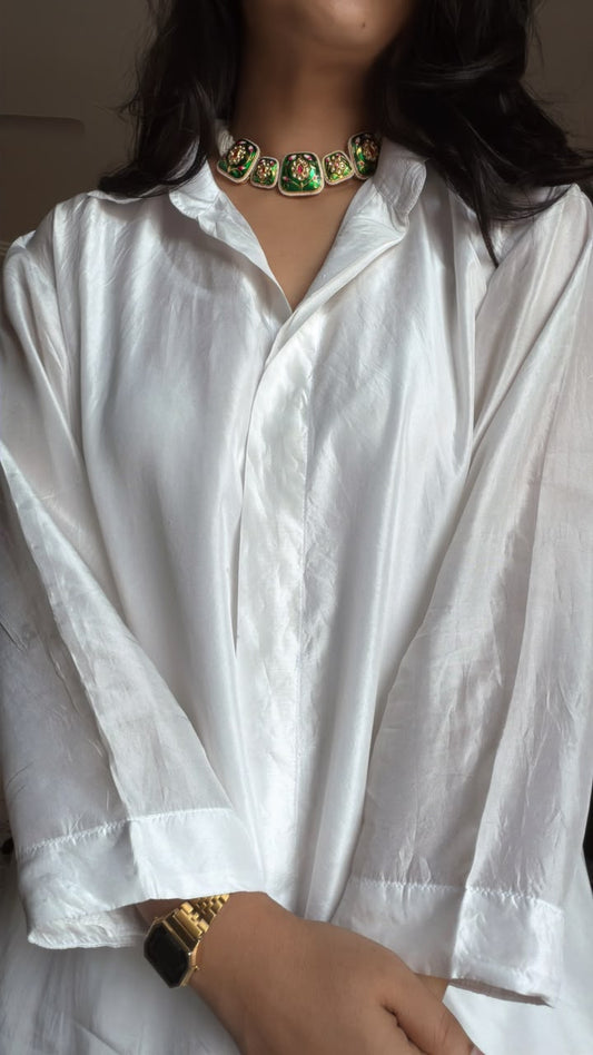Classic Pearl White Silk Kurta Set