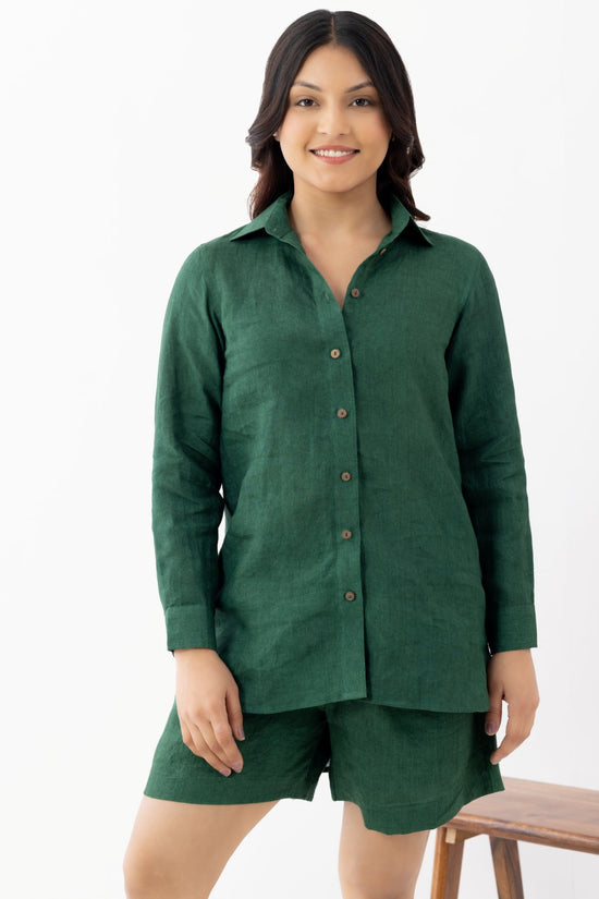 Bottle Green Linen Co-ord Set