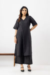 Ink Black Pure linen Loose Fit Suit Set
