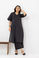 Ink Black Pure linen Loose Fit Suit Set