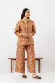 Coffee Brown Bandhani Handloom Linen Coord set