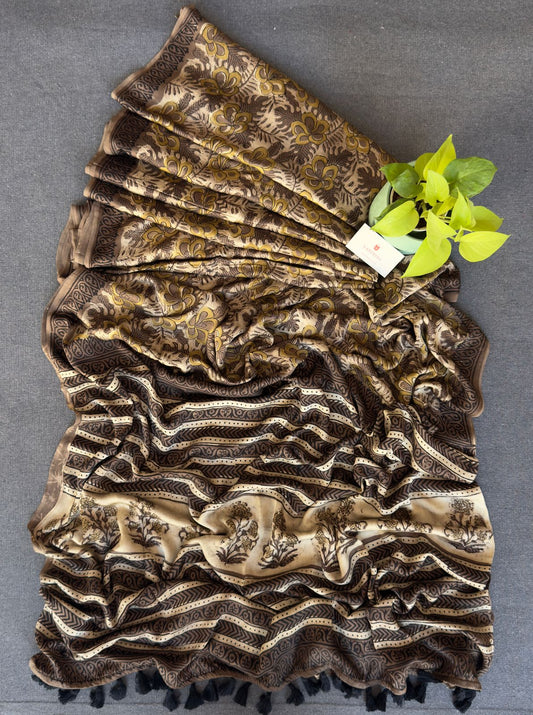 Brown Modal Silk Saree