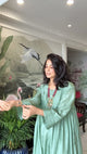 PISTA GREEN SILK SUIT SET