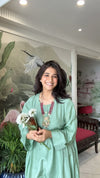 PISTA GREEN SILK SUIT SET