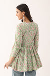 Pista Green Sanganeri Organic Cotton Top