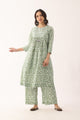 Pista Green Sanganeri Organic Cotton  Suit Set