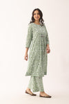 Pista Green Sanganeri Organic Cotton  Suit Set