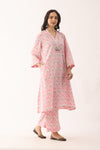 Blush Pink Sanganeri Organic Cotton  A line Suit set