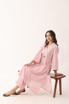 Blush Pink Sanganeri Organic Cotton  A line Suit set