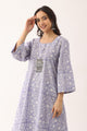 Floral Lavender Sanganeri Organic Cotton A Line Suit Set