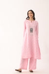 Rose Pink Bandhani Handloom Linen Coord Set