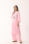 Rose Pink Bandhani Handloom Linen Coord Set
