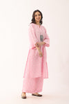 Rose Pink Bandhani Handloom Linen Coord Set