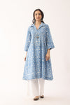 Triveni Blue Sanganeri Organic Cotton Kurta