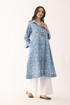 Triveni Blue Sanganeri Organic Cotton Kurta
