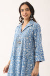 Triveni Blue Sanganeri Organic Cotton Kurta