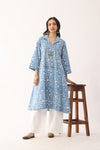 Triveni Blue Sanganeri Organic Cotton Kurta