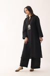 Ink Black Handloon Linen Loose fit Suit set