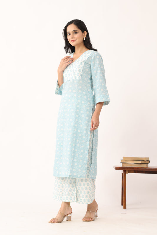 Cloud Blue Cotton Suit set