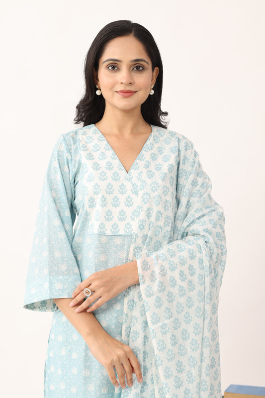 Cloud Blue Cotton Suit set
