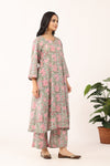 Herbal Green Sanganeri Organic Cotton A Line Suit SEt