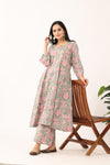 Herbal Green Sanganeri Organic Cotton A Line Suit SEt