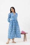 Neelam Blue Sanganeri Organic Cotton Dress