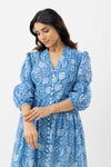 Neelam Blue Sanganeri Organic Cotton Dress