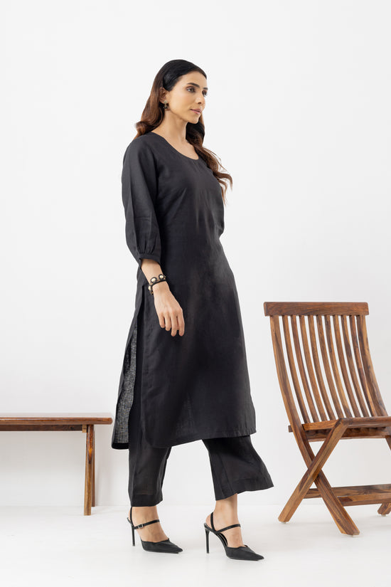 Solid Black Linen Suit