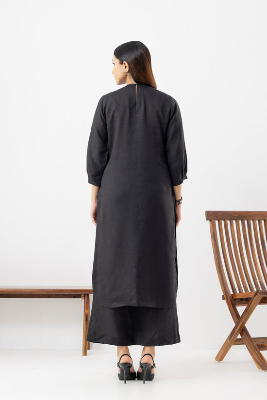 Solid Black Linen Suit