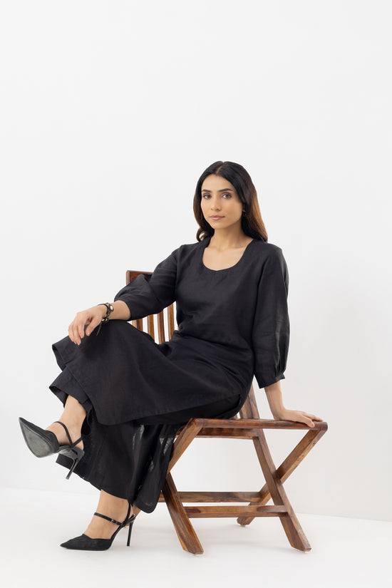 Solid Black Linen Suit