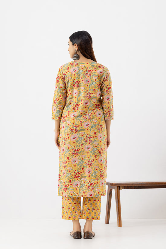 Yellow Block printed suit set