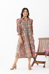 Forest Green Sanganeri Organic Cotton Dress